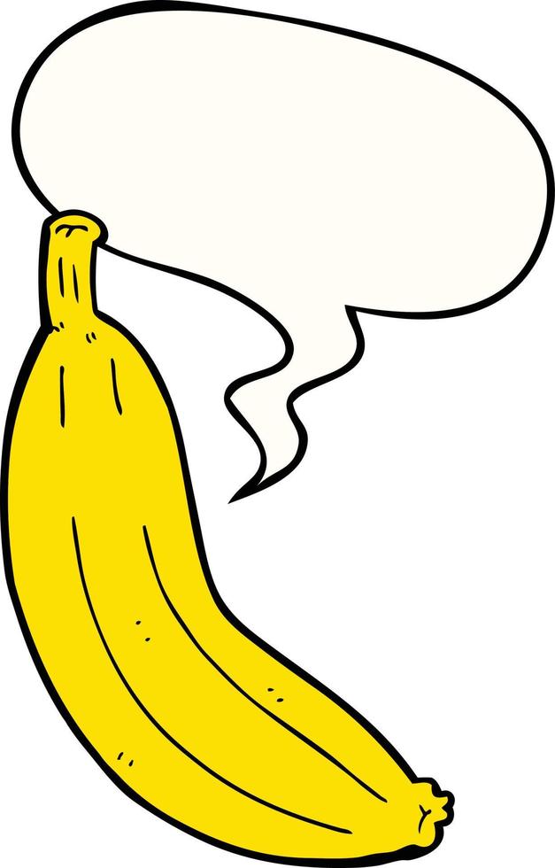 banana de desenho animado e bolha de fala vetor