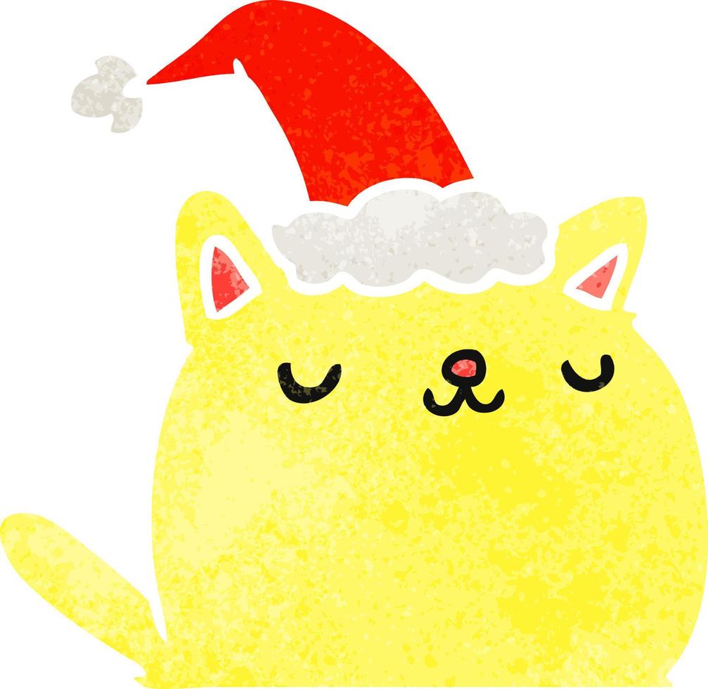 desenho retrô de natal de gato kawaii vetor