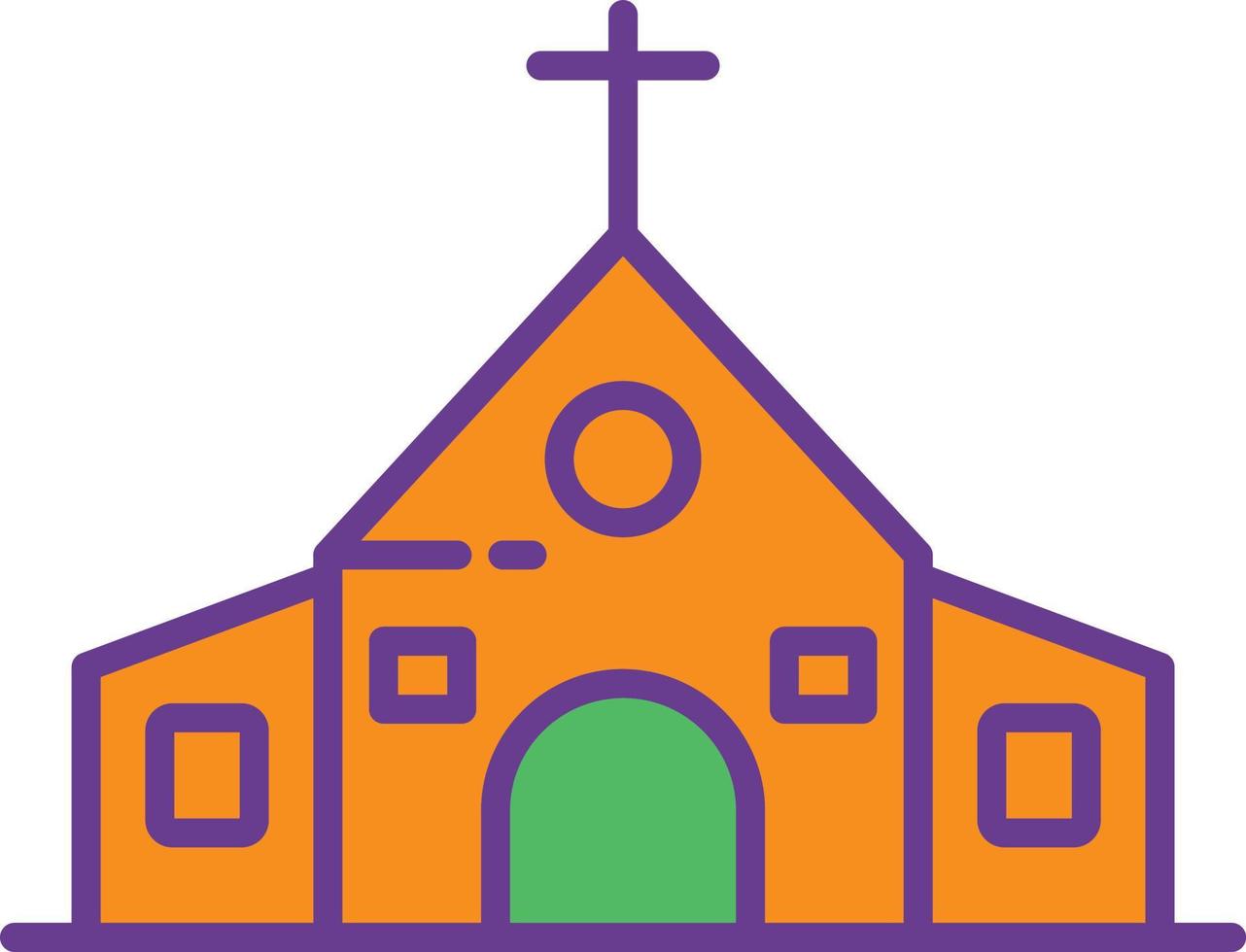 linha da igreja cheia de duas cores vetor