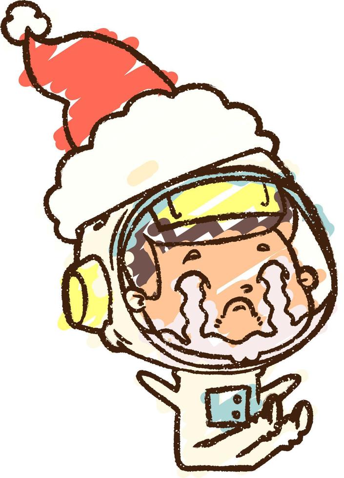 desenho de giz de astronauta de natal vetor