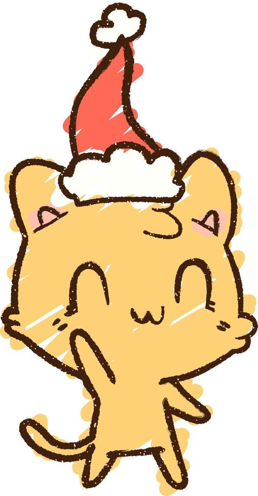 desenho de giz de gato de natal vetor