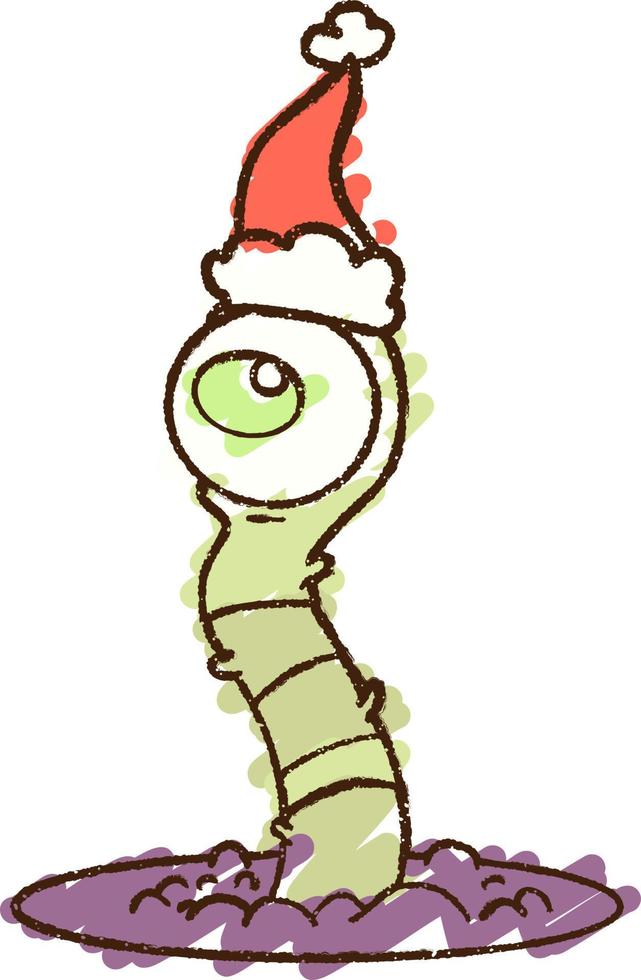 desenho de giz de monstro de natal vetor