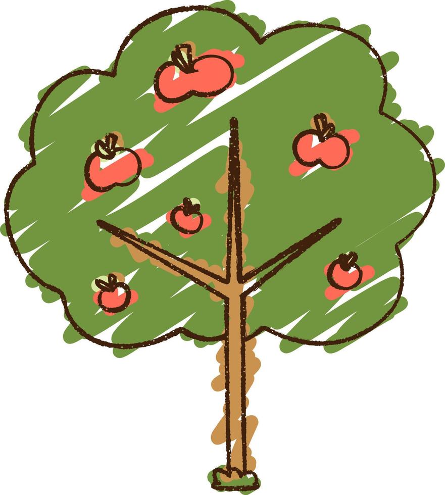 desenho de giz de macieira vetor