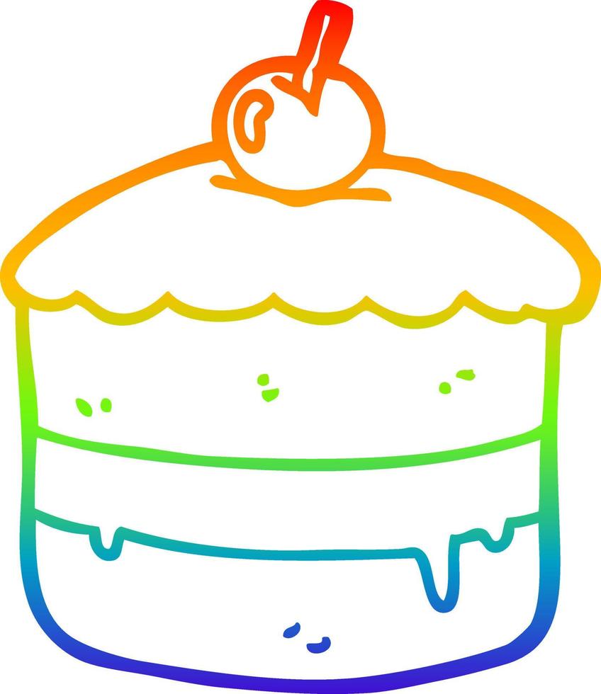 bolo de desenho de desenho de linha de gradiente de arco-íris vetor