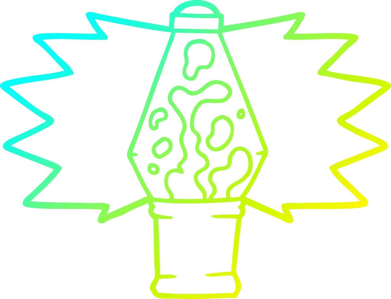 lâmpada de lava dos desenhos animados de desenho de linha de gradiente frio vetor