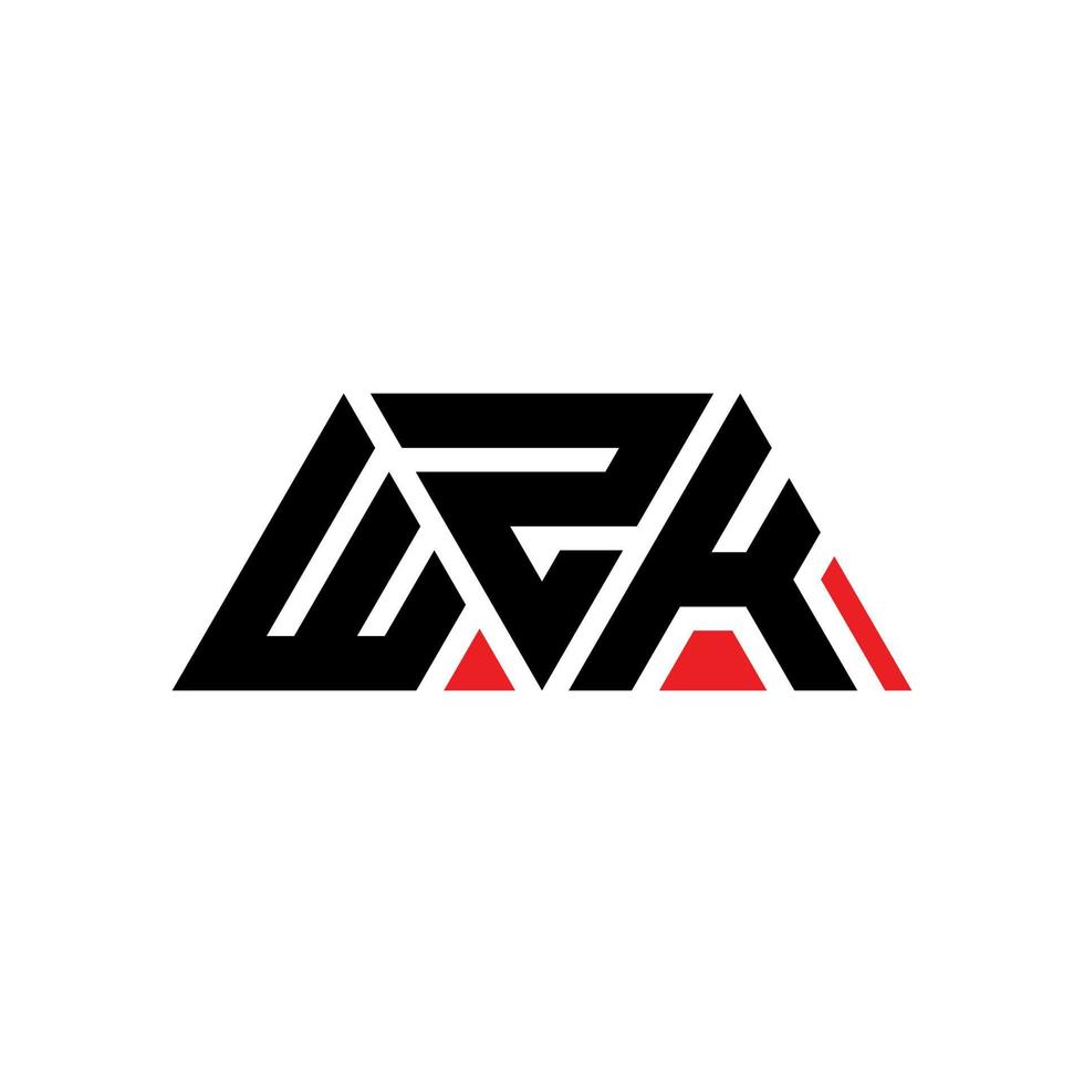 design de logotipo de letra triangular wzk com forma de triângulo. monograma de design de logotipo de triângulo wzk. modelo de logotipo de vetor de triângulo wzk com cor vermelha. logotipo triangular wzk logotipo simples, elegante e luxuoso. wzk