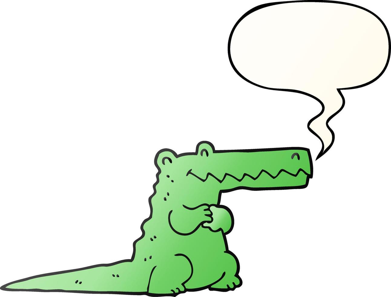 crocodilo de desenho animado e bolha de fala em estilo gradiente suave vetor