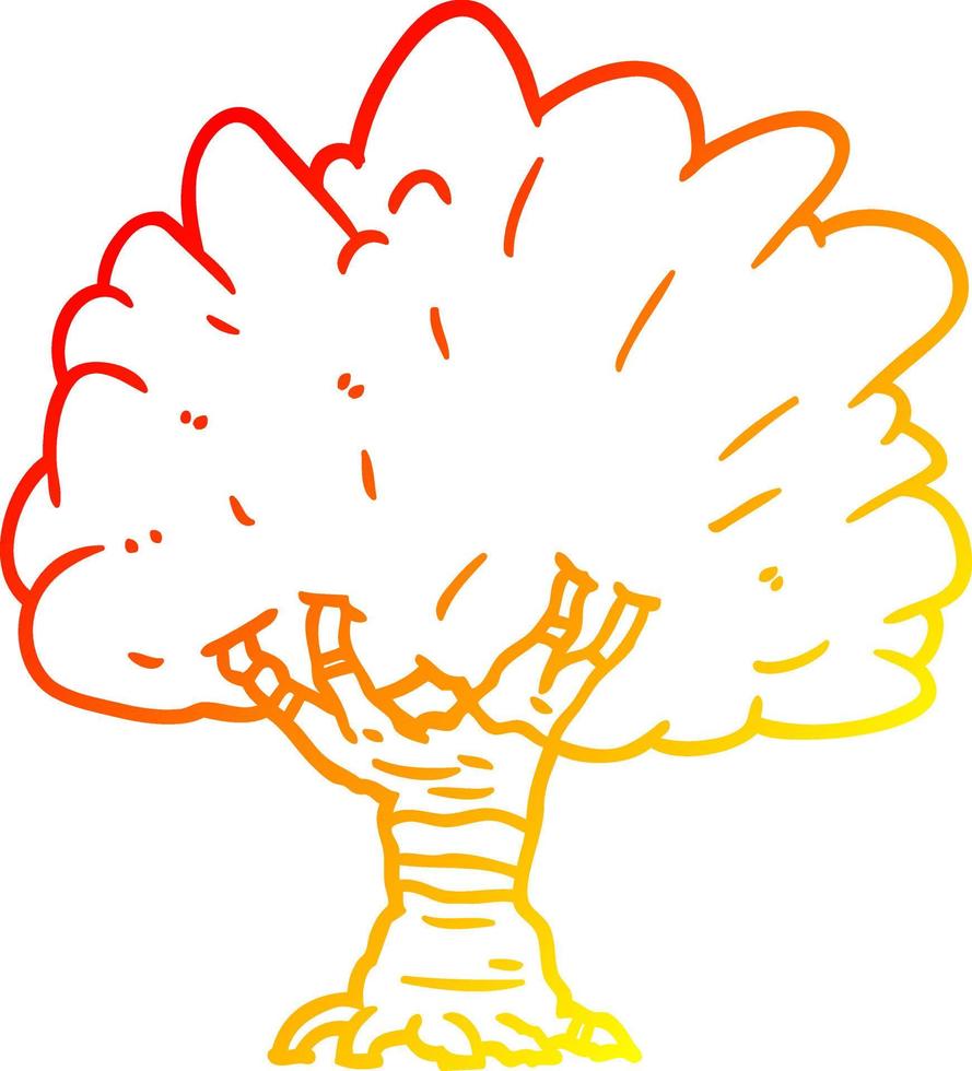 árvore de desenho animado de desenho de linha de gradiente quente vetor