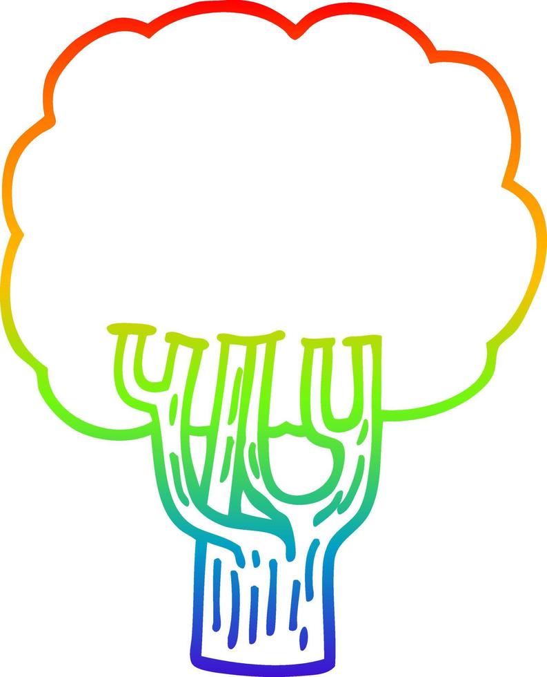 desenho de linha de gradiente de arco-íris desenho de árvore florescendo vetor