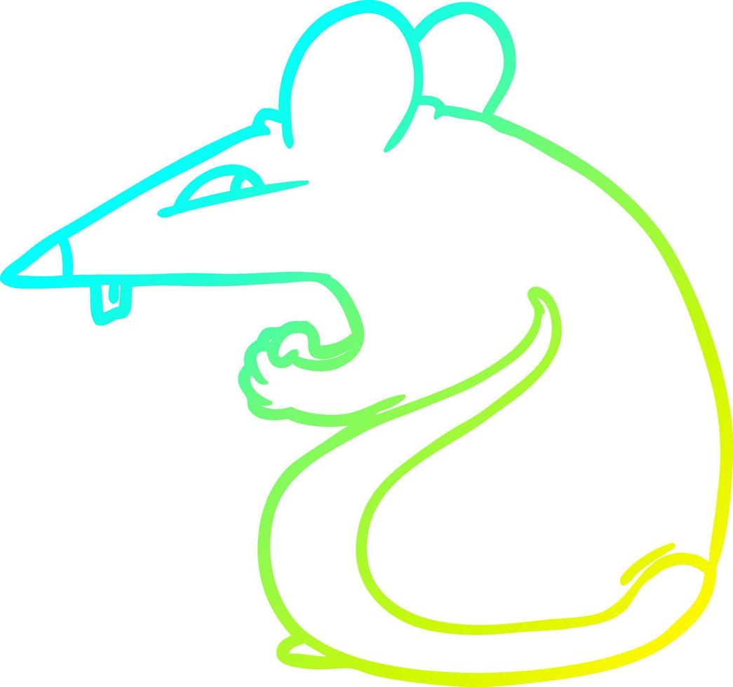 linha de gradiente frio desenhando rato de desenho animado astuto vetor
