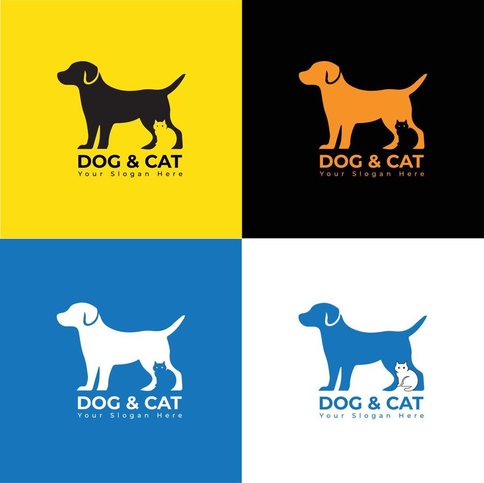 modelo de logotipo de cachorro e gato vetor