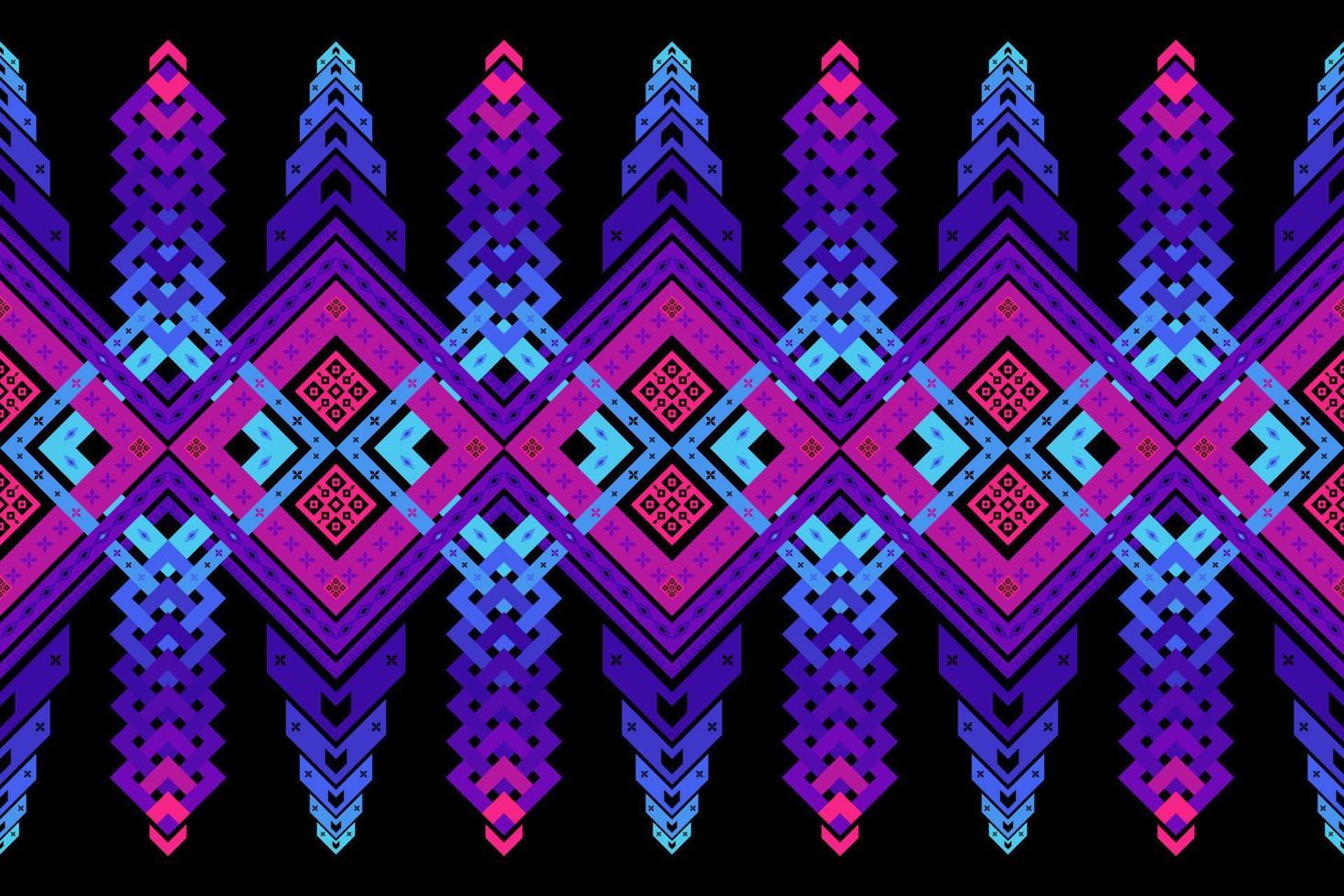 padrão geométrico sem emenda. design para tecido, papel de parede, fundo, tapete, roupas. textura de vetor étnico tribal. ilustração vetorial. rosa, roxo, azul, ciano, cor preta.