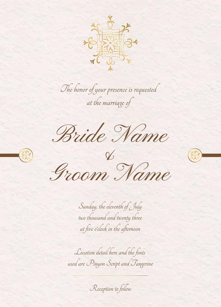 cartão de convite de casamento design de elemento decorativo mínimo clássico vetor