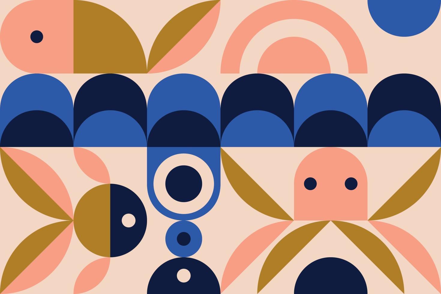 cartaz de arte minimalista de geometria com forma e figura simples. design de padrão de vetor abstrato em estilo escandinavo. tema marinho