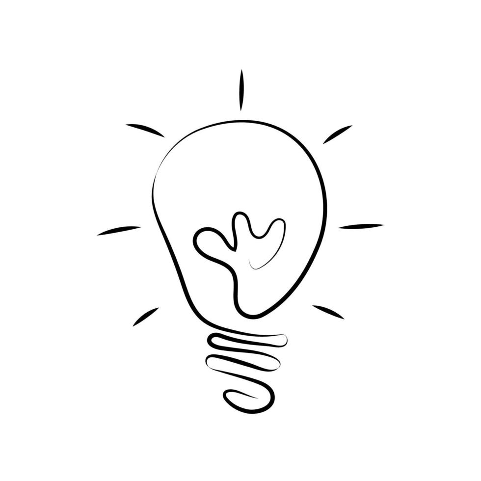 ícone de lâmpada, ótimo design para qualquer finalidade. ideia de conceito. silhueta de linha. conceito de ecologia. ícone de vetor de lâmpada. símbolo, ilustração do logotipo.