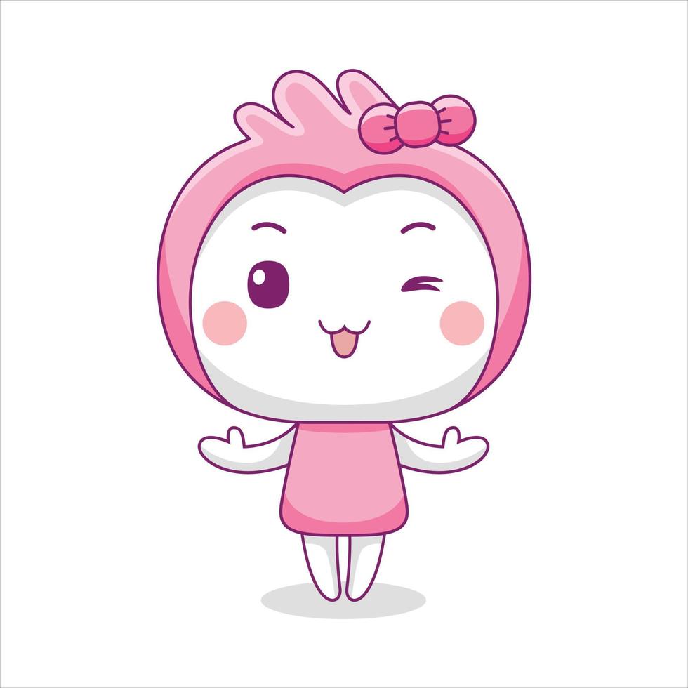 personagem de mascote rosa fofo em estilo de design plano vetor