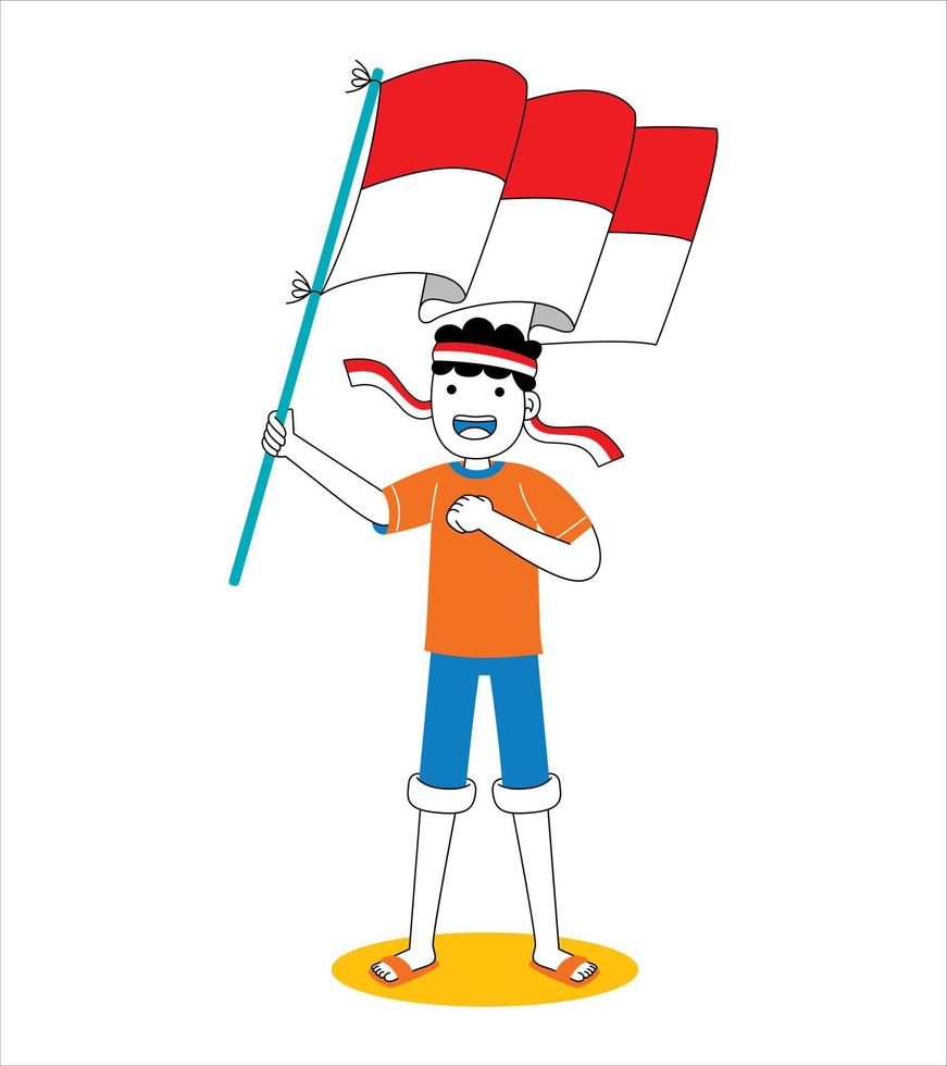 homem comemorar o dia da independência da indonésia vetor