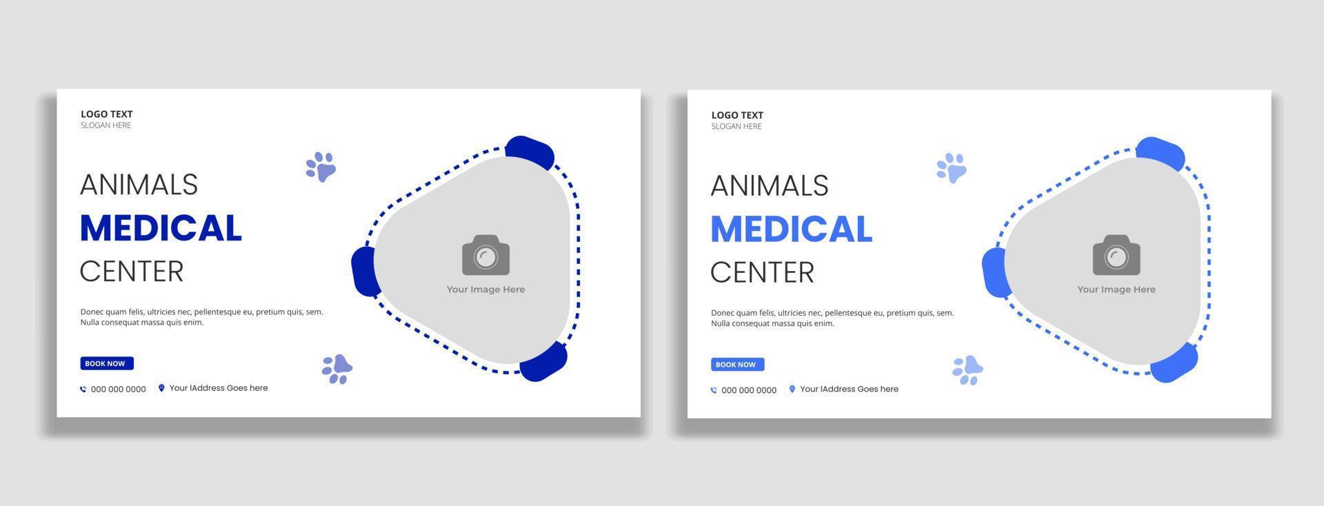 miniatura de centro médico animal e modelo de banner da web vetor