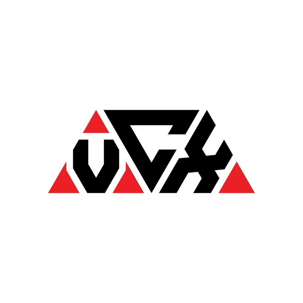 design de logotipo de letra de triângulo vcx com forma de triângulo. monograma de design de logotipo de triângulo vcx. modelo de logotipo de vetor de triângulo vcx com cor vermelha. logotipo triangular vcx logotipo simples, elegante e luxuoso. vcx