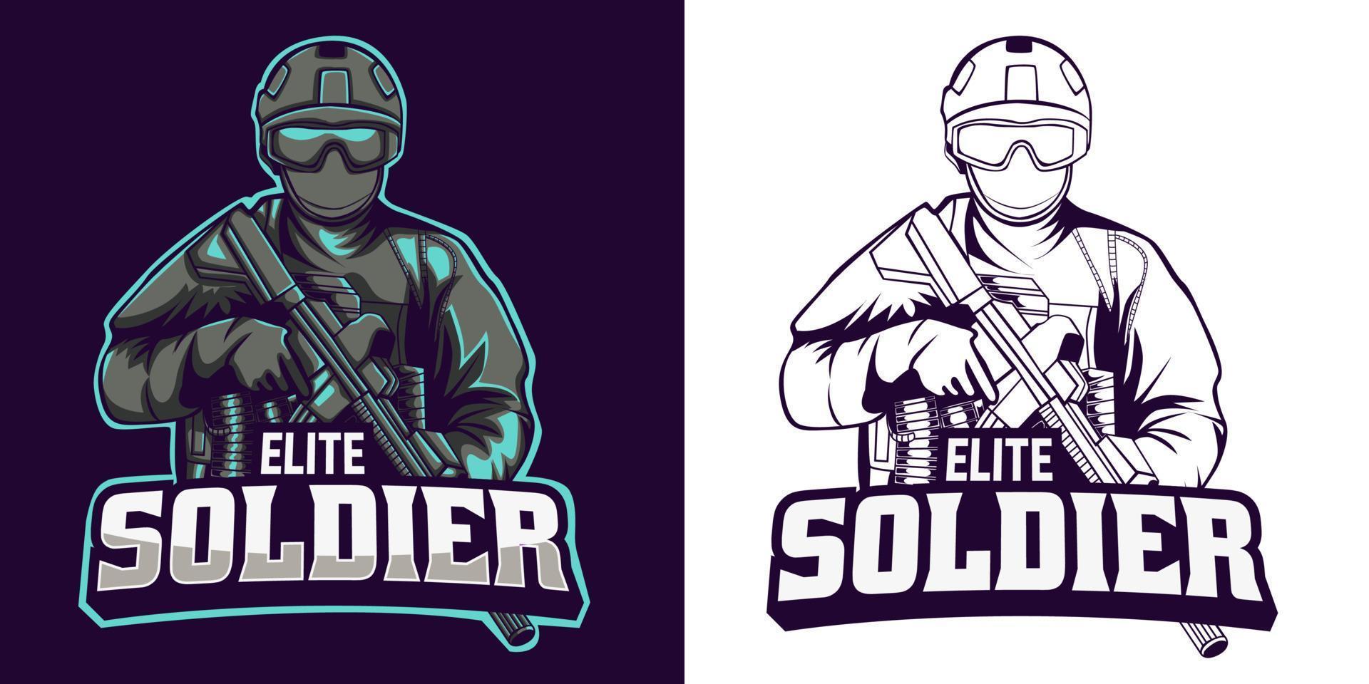 logotipo esport de mascote de soldado de elite vetor