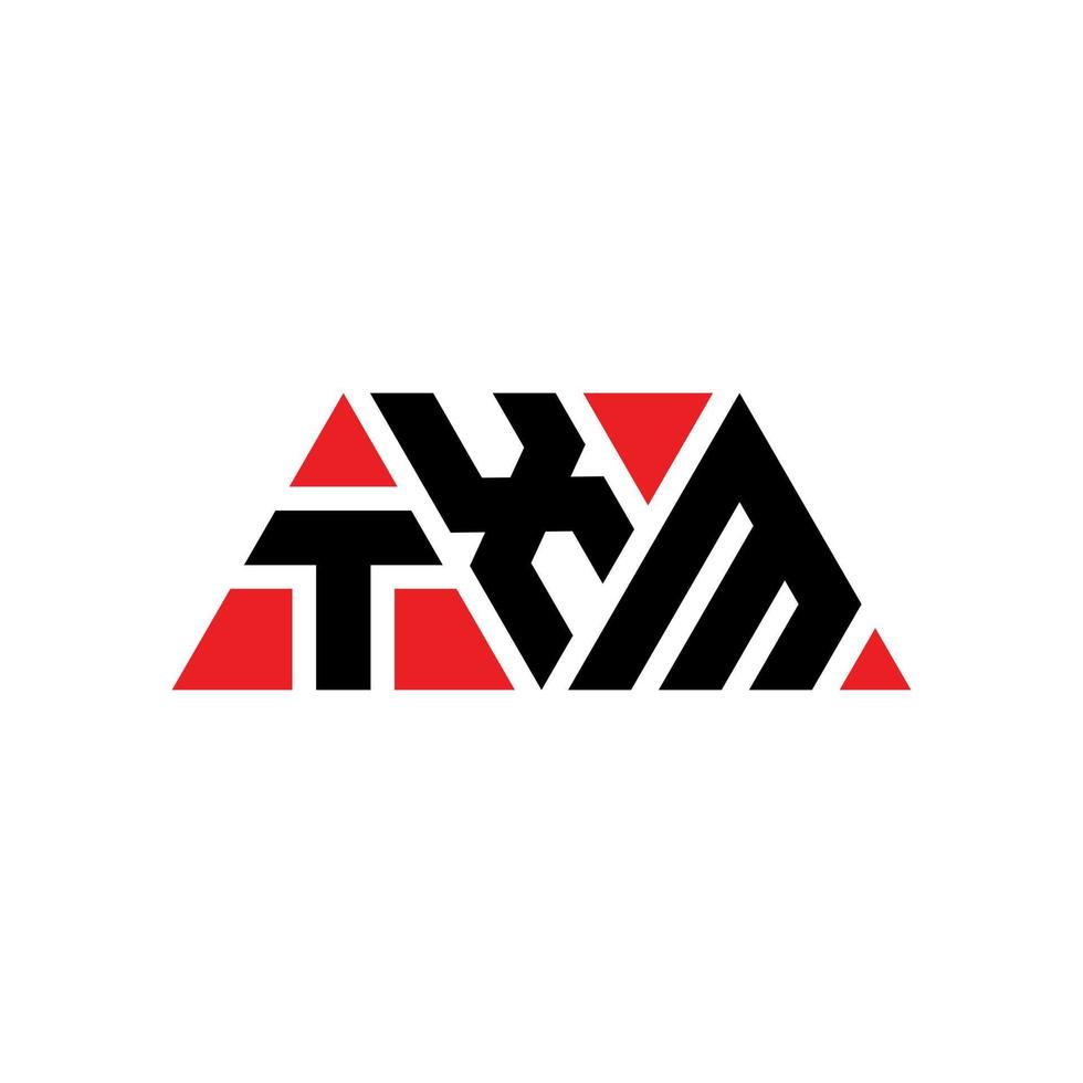 design de logotipo de letra de triângulo txm com forma de triângulo. monograma de design de logotipo de triângulo txm. modelo de logotipo de vetor de triângulo txm com cor vermelha. txm logotipo triangular simples, elegante e luxuoso. txm