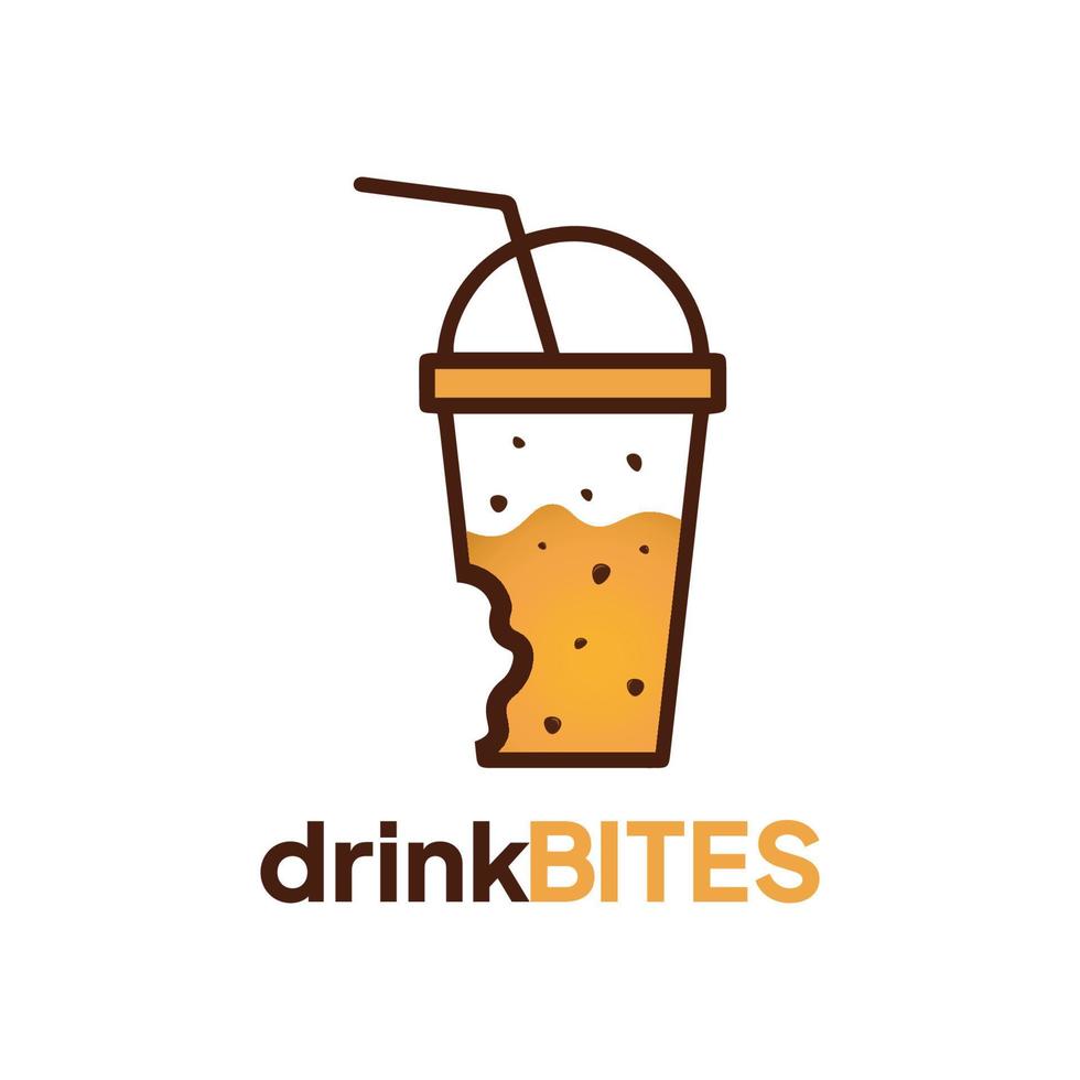 bebida mordidas vetor logotipo conceito mordidas de biscoito na ilustração do copo.