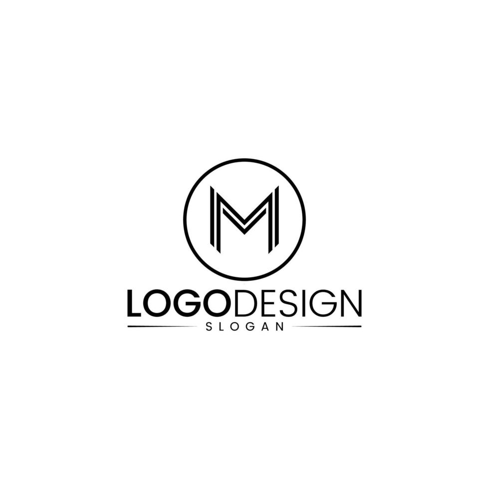 design de logotipo de linha letra m. símbolo de vetor de monograma monocromático mínimo criativo linear