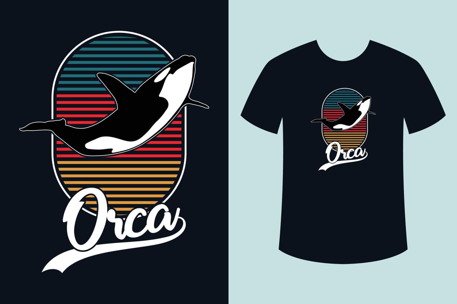 vetor de design de camiseta orca vintage retrô