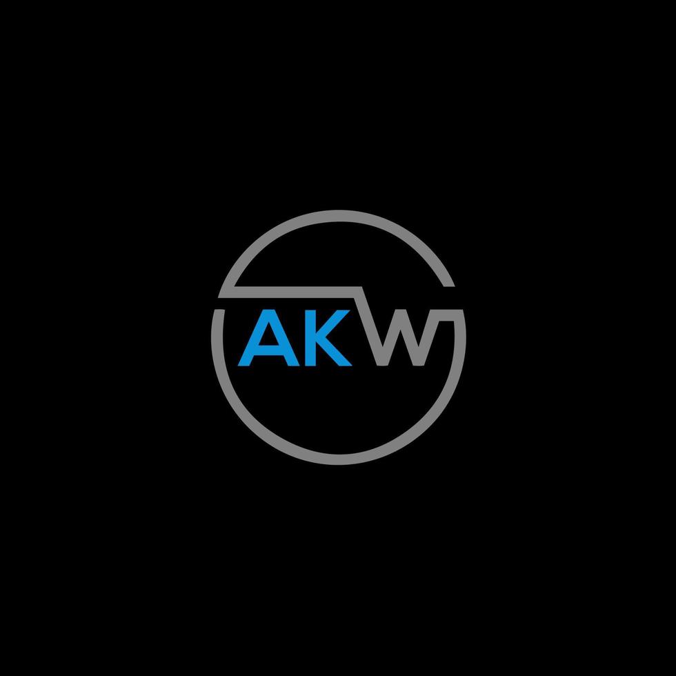design de logotipo de carta akw em fundo preto. conceito de logotipo de carta de iniciais criativas akw. akw design de letras. vetor