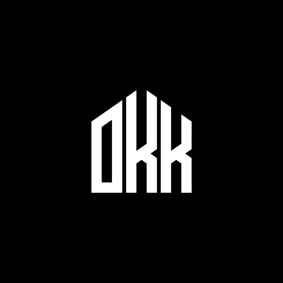okk carta design.okk design de logotipo de carta em fundo preto. okk conceito de logotipo de letra de iniciais criativas. okk carta design.okk design de logotipo de carta em fundo preto. o vetor