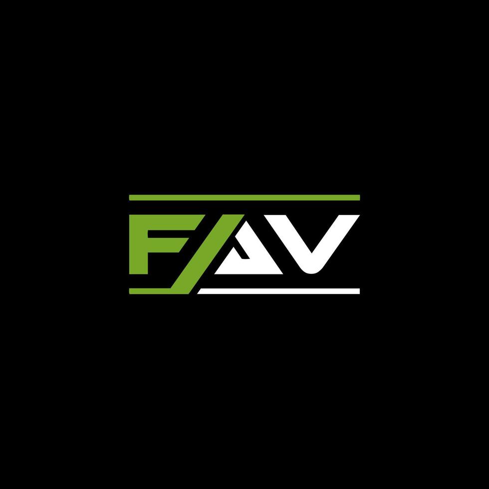 design de logotipo de carta fav em fundo preto. conceito de logotipo de letra de iniciais criativas fav. design de letra favorito. vetor