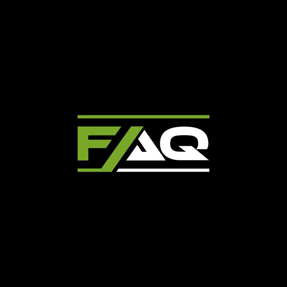 design de logotipo de letra faq em fundo preto. conceito de logotipo de letra de iniciais criativas faq. design de carta de perguntas frequentes. vetor