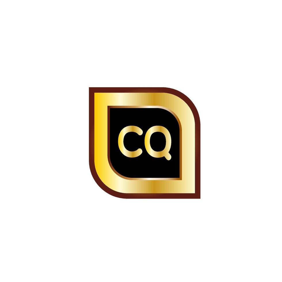 design de logotipo de círculo de letra cq com cor dourada vetor