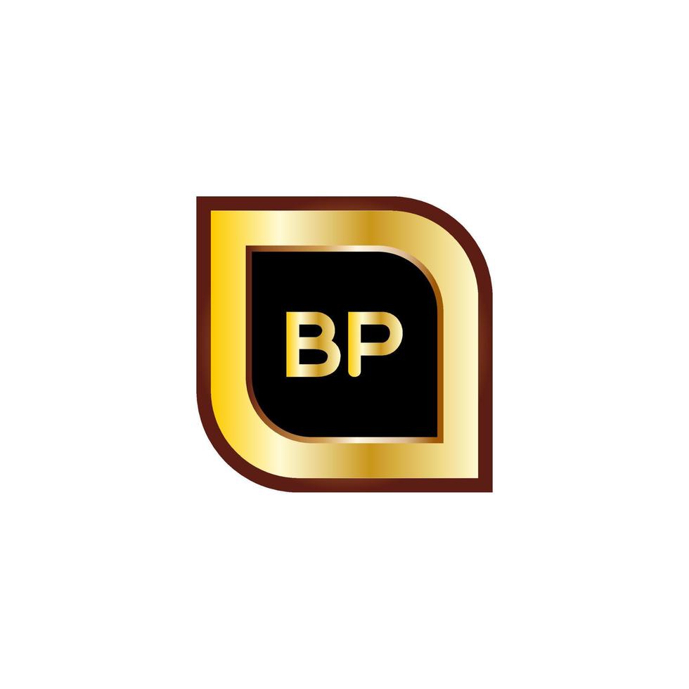 design de logotipo de círculo de letra bp com cor dourada vetor