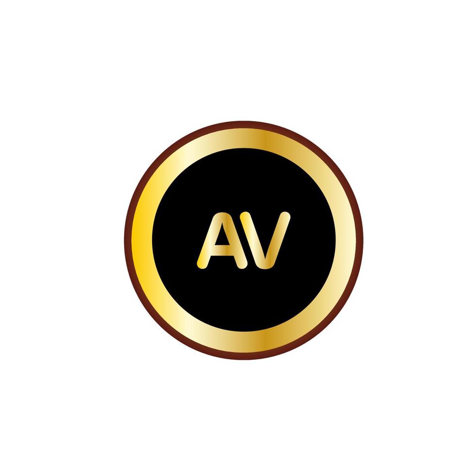 design de logotipo de círculo de letra av com cor dourada vetor