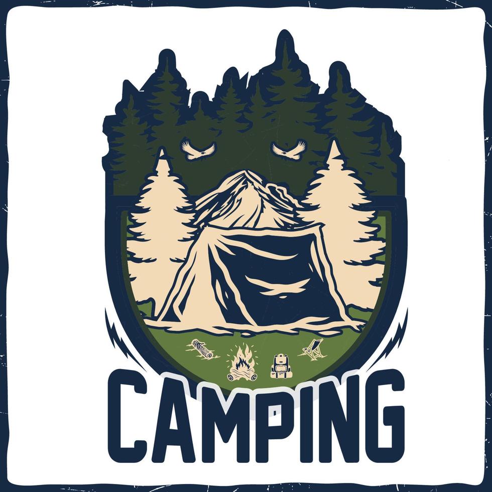 camping caminhadas design de t-shirt retro vintage ilustração de tipografia para impressão vetor