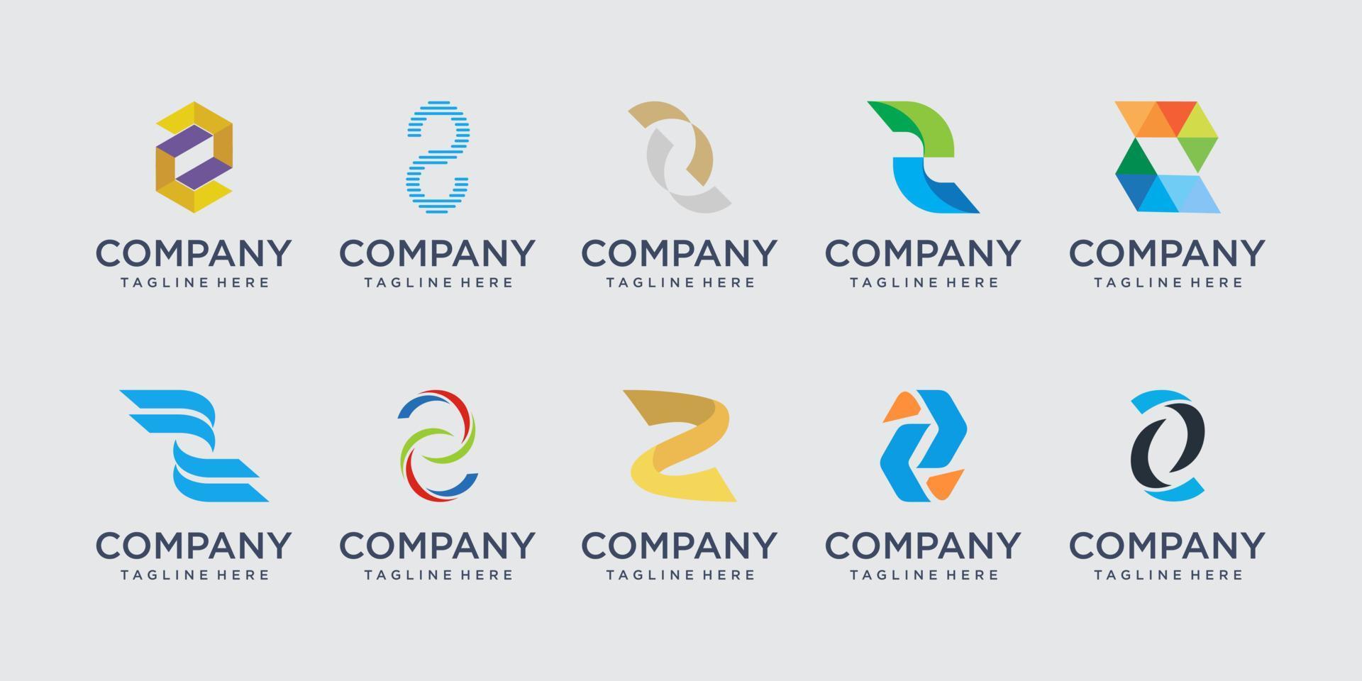 conjunto de modelo de design de logotipo abstrato letra inicial z. ícones para negócios de moda, digital, tecnologia vetor