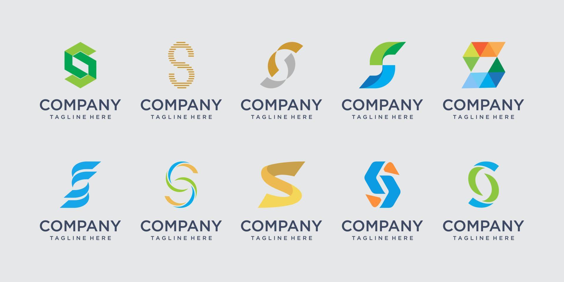 conjunto de modelo de design de logotipo abstrato letra inicial s. ícones para negócios de moda, digital, tecnologia vetor