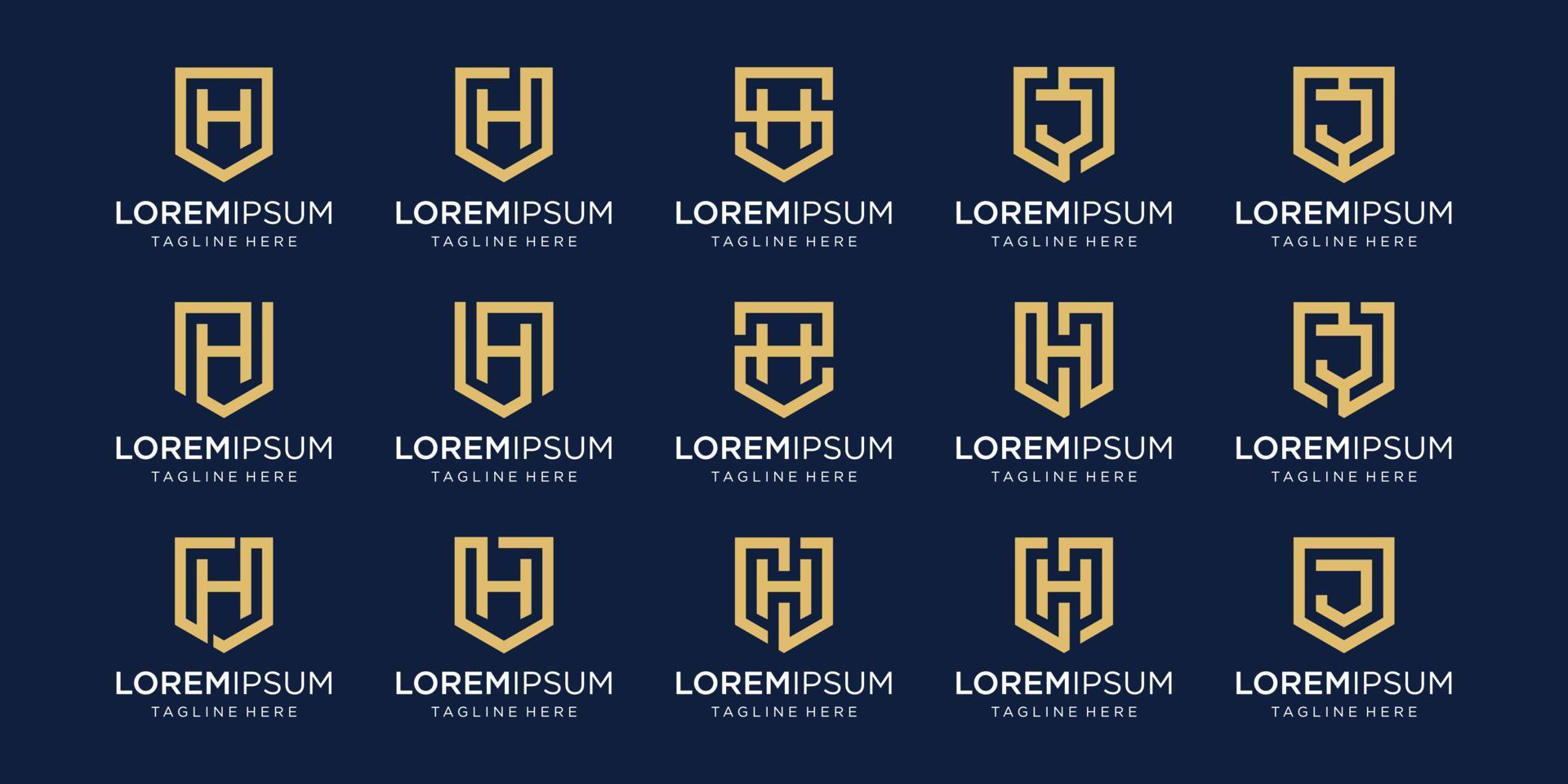 conjunto de modelo de logotipo abstrato letra inicial h. ícones para negócios de moda, esporte, automotivo vetor