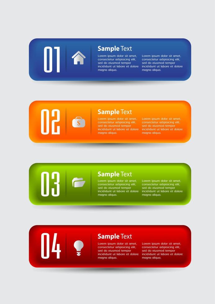 infográfico colorido de 4 etapas vetor