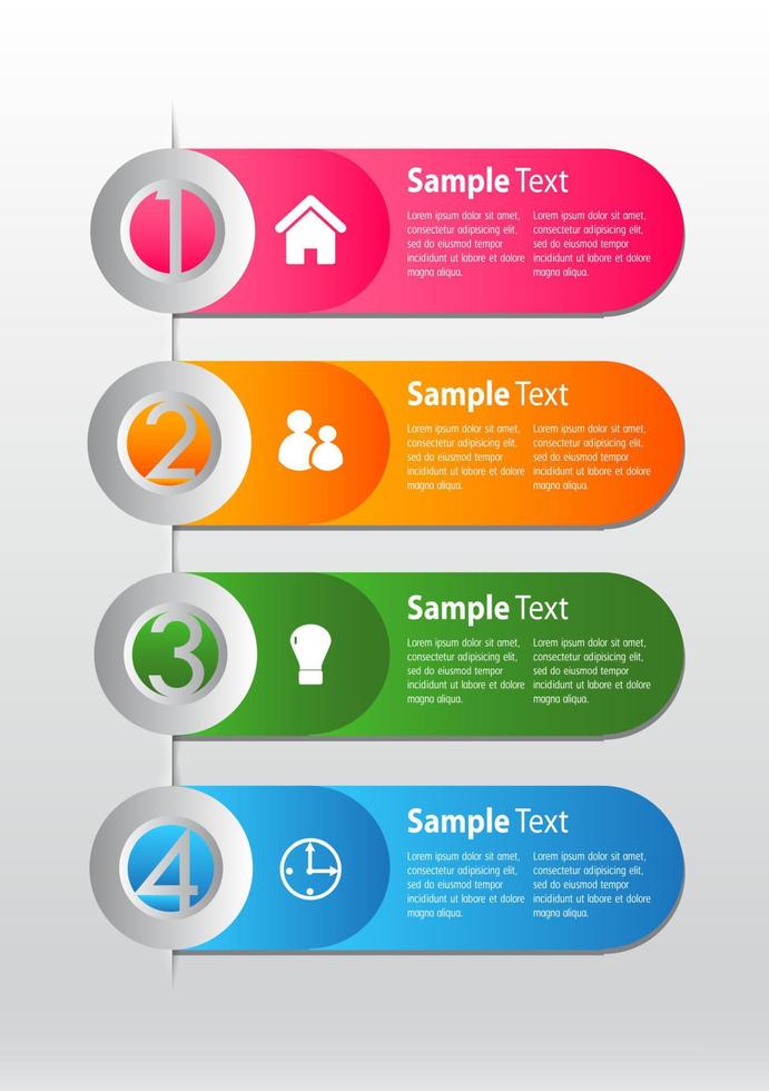 infográfico colorido de 4 etapas vetor