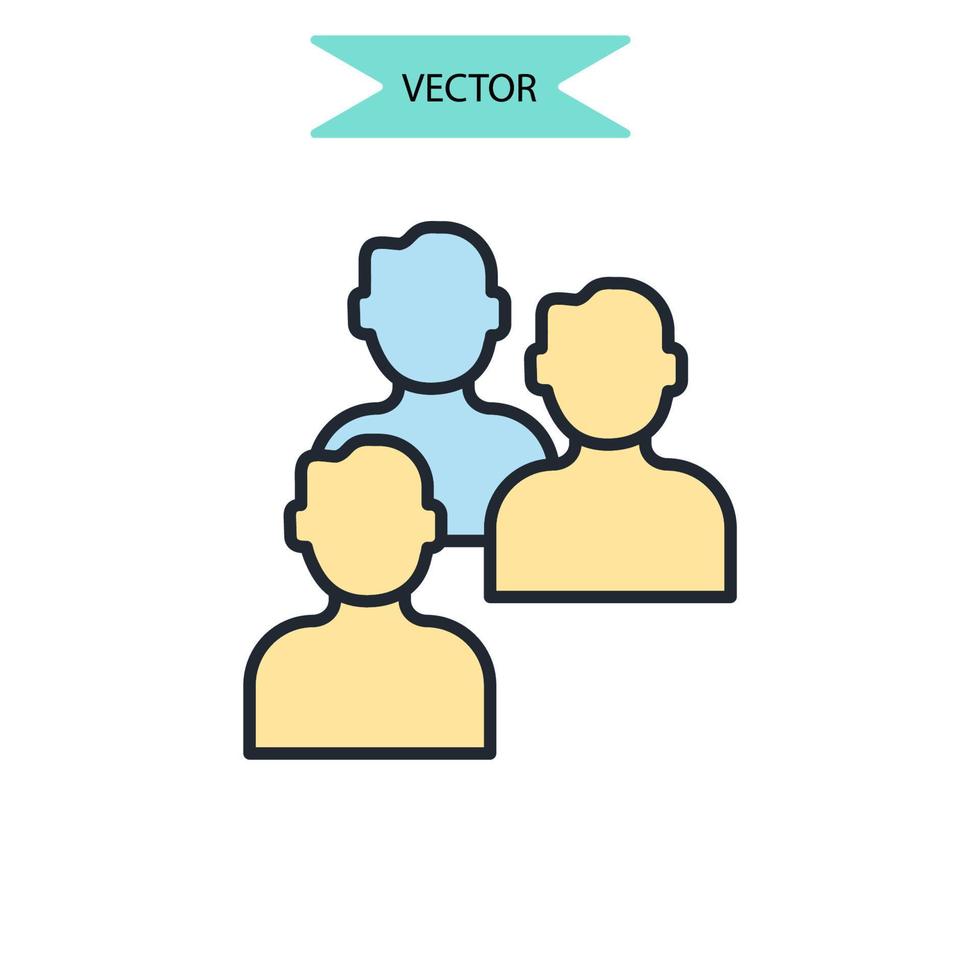ícones da comunidade simbolizam elementos vetoriais para infográfico web vetor