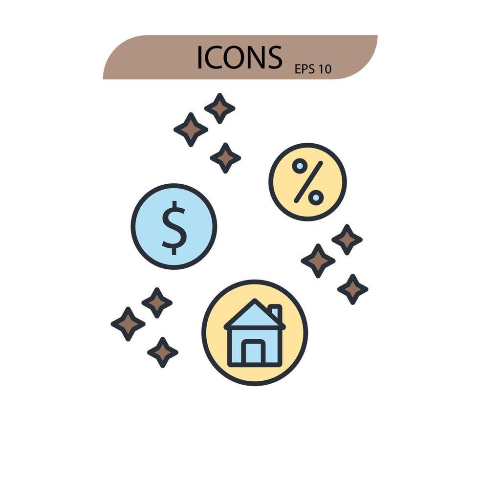 ícones de bolha econômica simbolizam elementos vetoriais para infográfico web vetor