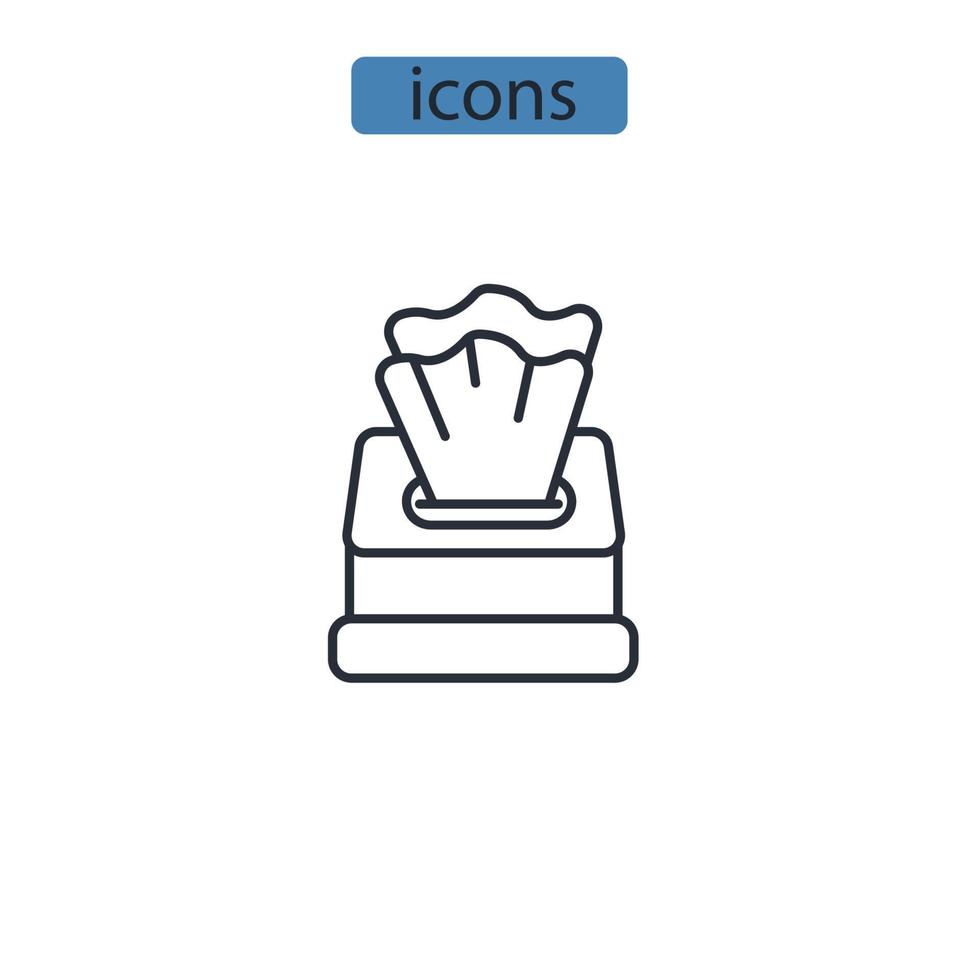 ícones de papel de caixa de tecido símbolo elementos do vetor para web infográfico