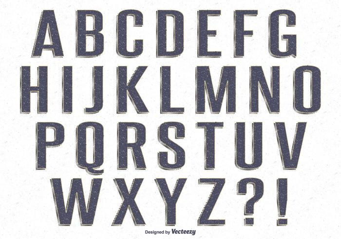 Conjunto de alfabeto retro do estilo do carimbo de tinta vetor