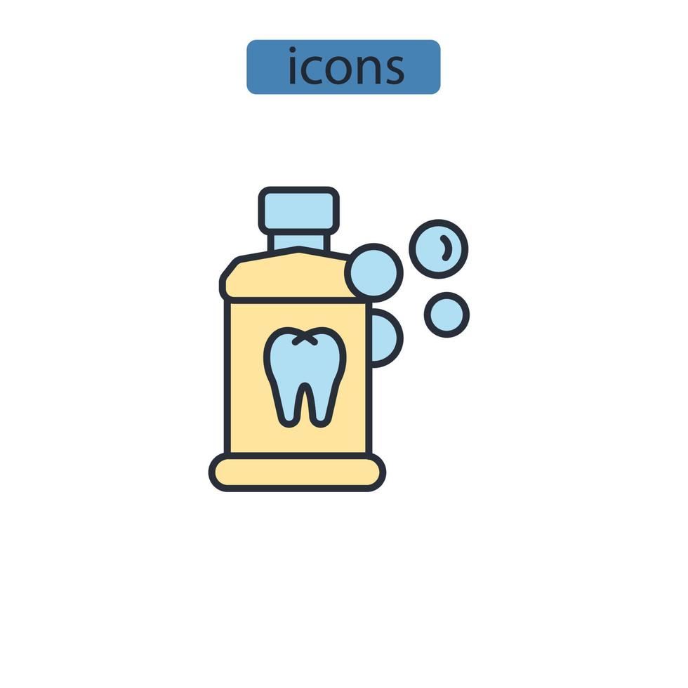 ícones de enxaguatório bucal simbolizam elementos vetoriais para infográfico web vetor