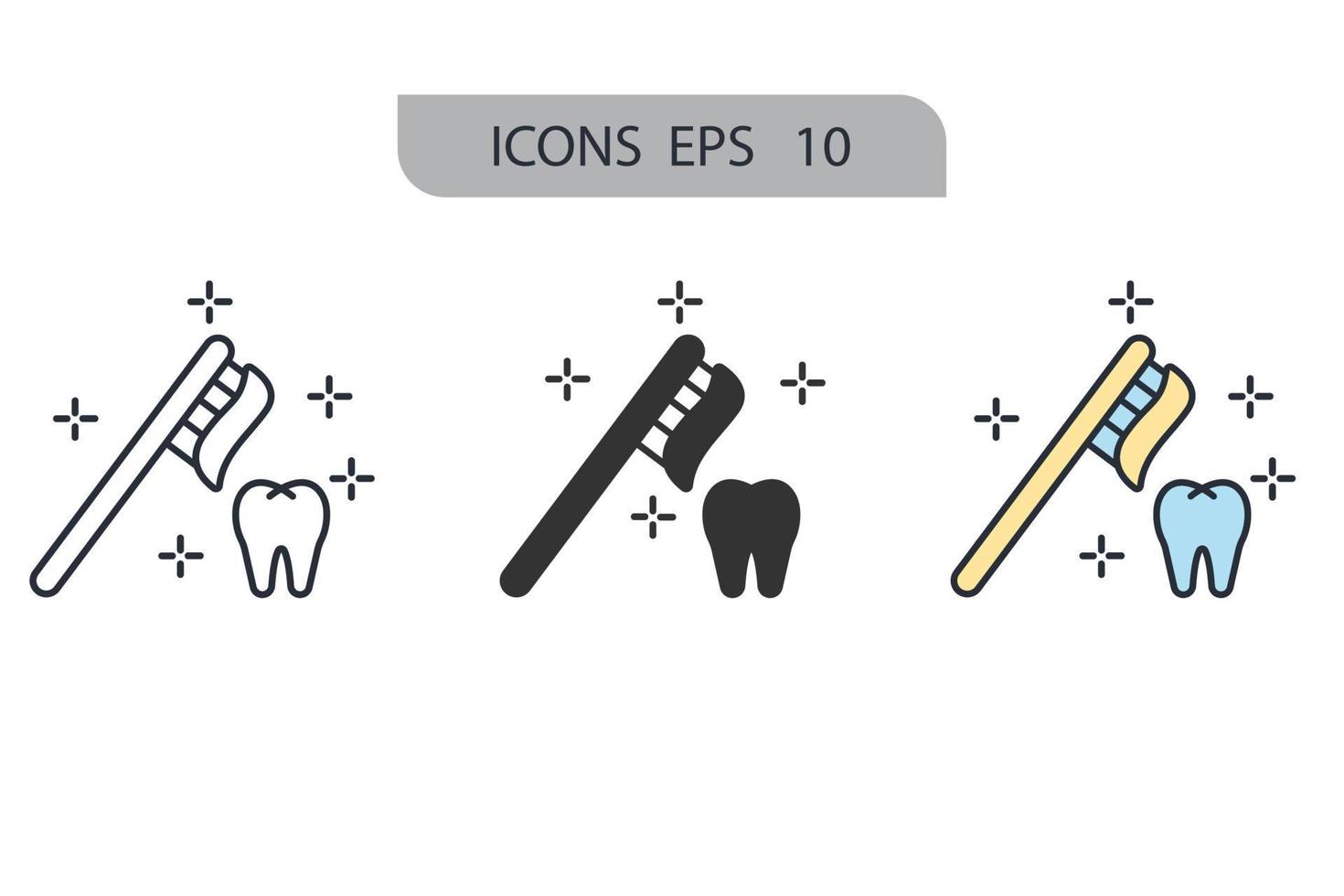 ícones de escova de dentes simbolizam elementos vetoriais para infográfico web vetor