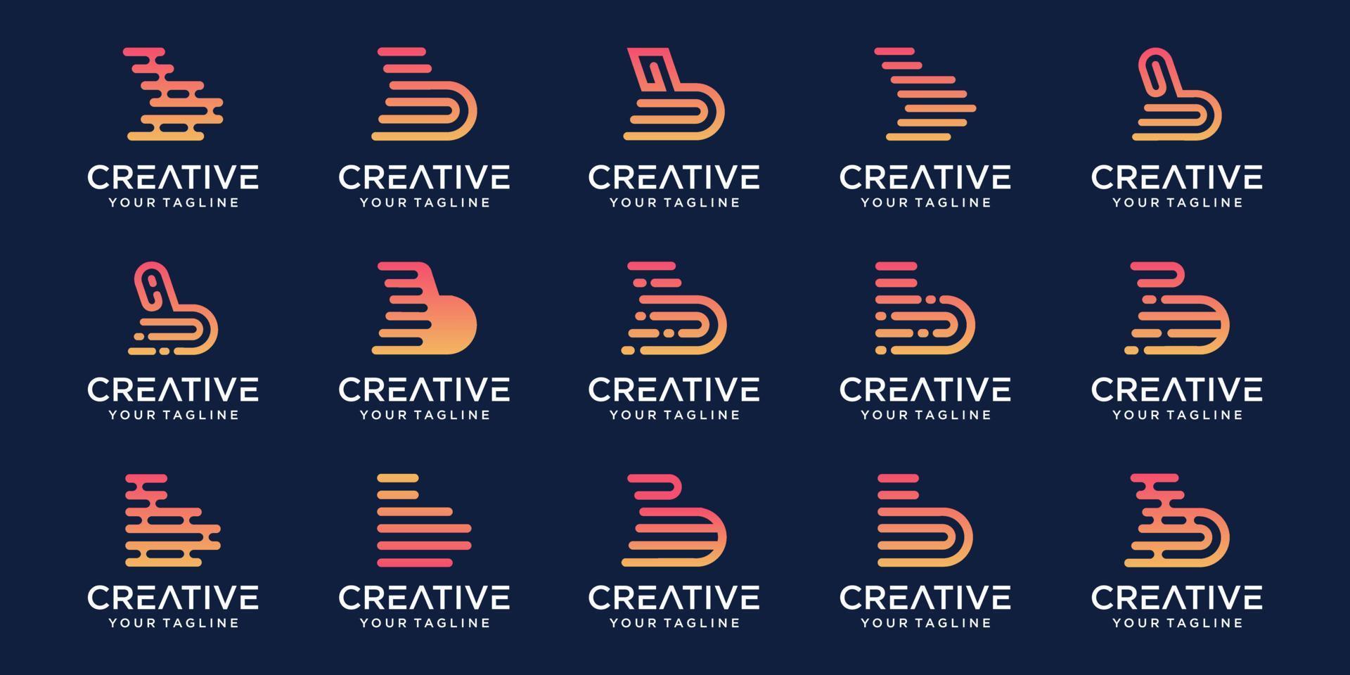 conjunto de modelo de logotipo abstrato letra inicial b. ícones para negócios de moda, digital, tecnologia, vetor