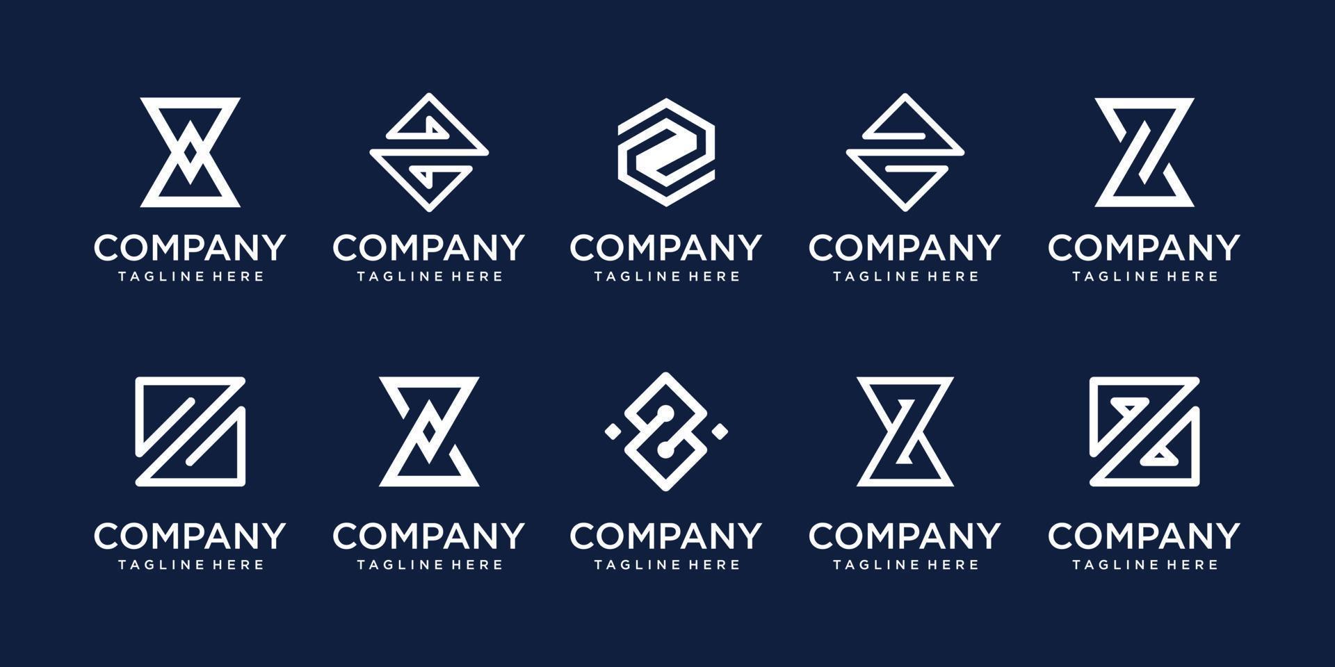 conjunto de modelo de design de logotipo de letra inicial z de coleção. ícones para negócios de moda, esporte, tecnologia. vetor
