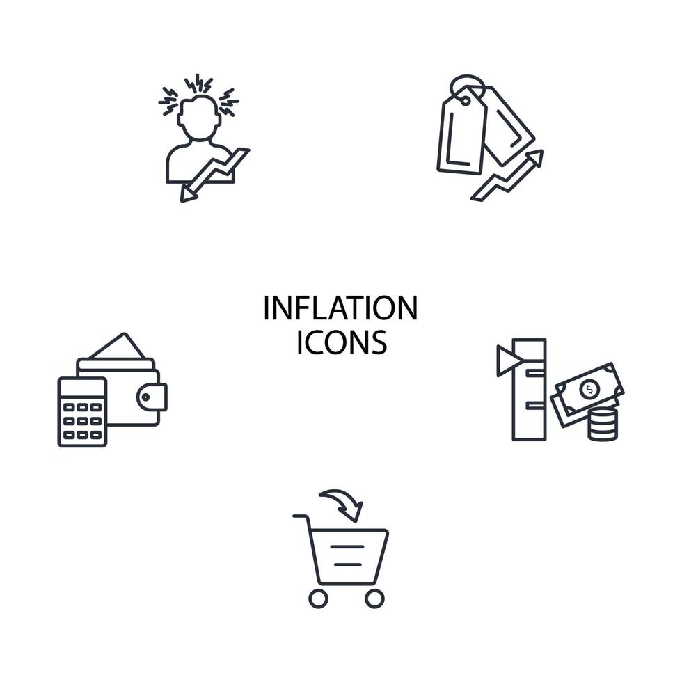 conjunto de ícones de inflação. elementos do vetor de símbolo do pacote de inflação para web infográfico